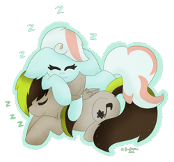 Size: 1280x1189 | Tagged: safe, artist:pegamutt, derpibooru import, oc, oc only, oc:inverse, oc:jetn, earth pony, pegasus, pony, cute, floppy ears, jetnverse, pony pile, simple background, sleeping, transparent background, zzz