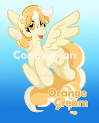 Size: 1024x1280 | Tagged: safe, artist:yoshimarsart, derpibooru import, oc, oc:orange cream, pegasus, pony, female, gradient background, mare, obtrusive watermark, solo, watermark