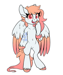 Size: 1251x1500 | Tagged: safe, artist:angei-bites, derpibooru import, oc, pegasus, pony, semi-anthro, bipedal, female, mare, simple background, solo, tattoo, transparent background, two toned wings