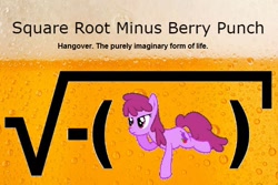 Size: 612x408 | Tagged: safe, derpibooru import, berry punch, berryshine, alcohol, beer, demotivator, hangover, math, meme, square root