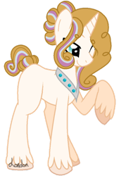 Size: 400x593 | Tagged: safe, artist:t-aroutachiikun, derpibooru import, oc, oc:icing gale, pony, unicorn, magical lesbian spawn, male, offspring, parent:princess flurry heart, parent:pumpkin cake, parents:pumpkin heart, raised hoof, simple background, solo, stallion, transparent background