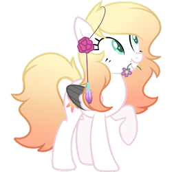 Size: 1024x1024 | Tagged: safe, artist:cinnamontee, derpibooru import, oc, oc only, oc:ember, pegasus, pony, female, flower, mare, mouth hold, raised hoof, simple background, solo, transparent background