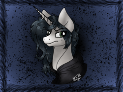 Size: 2048x1536 | Tagged: safe, artist:melonseed11, derpibooru import, pony, unicorn, bust, kylo ren, ponified, portrait, solo, star wars: the last jedi