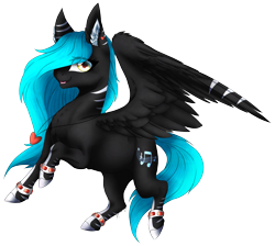 Size: 2457x2197 | Tagged: safe, artist:lunawolf28, derpibooru import, oc, oc:nightmare gold, pegasus, pony, female, high res, mare, simple background, solo, transparent background