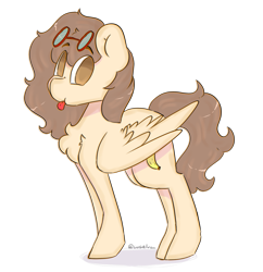 Size: 1080x1114 | Tagged: safe, artist:yunieelloa, oc, oc only, oc:bananaphone, pegasus, pony, female, goggles, mare, simple background, solo, tongue out, transparent background