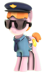 Size: 1340x2136 | Tagged: safe, artist:goatcanon, derpibooru import, copper top, 3d, clothes, cuffs, hat, necktie, police, police officer, police pony, simple background, solo, source filmmaker, sunglasses, transparent background, uniform, vector