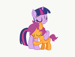 Size: 1024x768 | Tagged: safe, artist:turnaboutart, derpibooru import, scootaloo, scooteroll, twilight sparkle, pegasus, pony, unicorn, fanfic:twilight and skaterloo: mother and son, adopted offspring, base used, colt, eyes closed, female, hug, male, mother and child, mother and son, parent and child, rule 63