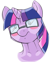 Size: 431x500 | Tagged: safe, artist:sea-maas, twilight sparkle, pony, unicorn, blushing, female, glasses, nerd, simple background, solo, transparent background