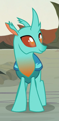 Size: 353x725 | Tagged: safe, derpibooru import, screencap, cornicle, changedling, changeling, to change a changeling, background changeling, cropped, smiling, solo