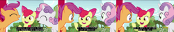 Size: 5780x1088 | Tagged: safe, screencap, apple bloom, scootaloo, sweetie belle, pony, hard to say anything, absurd resolution, closed captioning, cutie mark crusaders, screencap comic