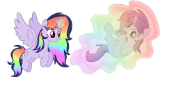 Size: 3176x1664 | Tagged: safe, artist:thesmall-artist, derpibooru import, oc, oc only, oc:colour sparkle, oc:moon magic, alicorn, pony, unicorn, female, magic, magical lesbian spawn, mare, offspring, parent:rainbow dash, parent:twilight sparkle, parents:twidash, simple background, transparent background