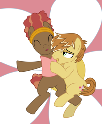 Size: 2061x2500 | Tagged: safe, artist:peternators, feather bangs, earth pony, pony, hard to say anything, backup dancers, cuddling, flower, gay, male, shipping, snuggling, stallion, stereo mix