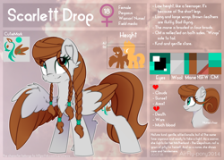 Size: 5420x3880 | Tagged: safe, artist:airfly-pony, derpibooru import, oc, oc only, oc:scarlett drop, pony, braid, cloud, colored wings, cute, female, head, large wings, looking up, pigtails, rcf community, reference, reference sheet, smiling, solo, wings