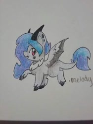 Size: 384x512 | Tagged: safe, artist:melodytheartpony, oc, oc only, oc:melody silver, pegasus, pony, art trade, big eyes, cute, female, filly, tongue out, traditional art