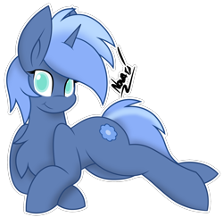 Size: 1776x1723 | Tagged: safe, artist:novawish, derpibooru import, oc, oc only, oc:paamayim nekudotayim, pony, unicorn, chest fluff, crossed hooves, looking at you, lying down, simple background, solo, transparent background