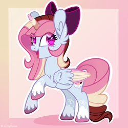 Size: 3000x3000 | Tagged: safe, artist:dreamyeevee, derpibooru import, oc, oc only, oc:neigh-apolitan, alicorn, alicorn oc, heart eyes, solo, wingding eyes