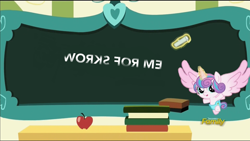 Size: 1280x720 | Tagged: safe, edit, edited screencap, screencap, princess flurry heart, pony, a flurry of emotions, 33c3, ccc, discovery family logo, exploitable meme, flurry art, flurry heart's chalkboard, meme, solo