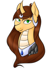 Size: 1600x2071 | Tagged: safe, artist:firepetalfox, derpibooru import, oc, oc:cellistalunarda, kirin, bust, jewelry, simple background, transparent background