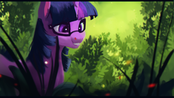 Size: 1920x1080 | Tagged: safe, alternate version, artist:hierozaki, derpibooru import, twilight sparkle, twilight sparkle (alicorn), alicorn, pony, female, glasses, smiling, solo