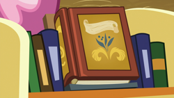 Size: 1920x1080 | Tagged: safe, derpibooru import, screencap, cheerilee, a flurry of emotions, book, bookshelf, ponyville fables and stables, solo