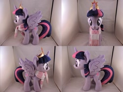 Size: 1597x1199 | Tagged: safe, artist:little-broy-peep, derpibooru import, twilight sparkle, twilight sparkle (alicorn), alicorn, pony, big crown thingy, clothes, crown, irl, jewelry, photo, plushie, regalia, scarf, solo