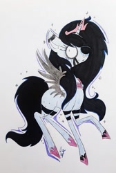 Size: 647x960 | Tagged: safe, artist:miss-racco0n, oc, oc only, oc:shadow, alicorn, pony, alicorn oc, solo, traditional art