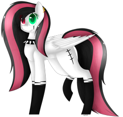 Size: 2817x2697 | Tagged: safe, artist:pinkpearlmlp, oc, oc only, oc:emala jiss, pegasus, pony, choker, female, heterochromia, high res, mare, simple background, solo, spiked choker, transparent background