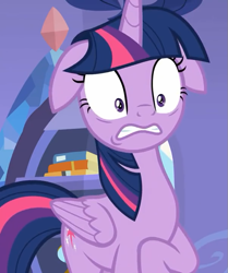 Size: 601x720 | Tagged: safe, derpibooru import, screencap, twilight sparkle, twilight sparkle (alicorn), alicorn, pony, molt down, cropped, female, floppy ears, mare, shocked, solo, wings