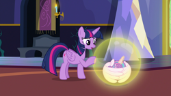 Size: 1920x1080 | Tagged: safe, screencap, princess flurry heart, twilight sparkle, twilight sparkle (alicorn), alicorn, pony, a flurry of emotions, force field, magic bubble, twilight's castle