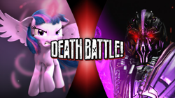 Size: 1311x737 | Tagged: safe, artist:imafutureguitarhero, derpibooru import, twilight sparkle, twilight sparkle (alicorn), alicorn, 3d, angry, bayformers, clash of hasbro's titans, crossover, dark star saber, death battle, decepticon, exploitable meme, glowing eyes, magic, megatron, meme, red eyes, source filmmaker, super saiyan princess, transformers, transformers the last knight