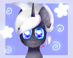 Size: 5000x4000 | Tagged: safe, artist:sweethearts11, derpibooru import, oc, oc:sidus, pony, unicorn, absurd resolution, bust, heart eyes, male, portrait, solo, stallion, wingding eyes