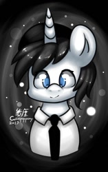 Size: 603x960 | Tagged: safe, artist:cutiepoppony, derpibooru import, oc, oc:schwarz, bust, simple background