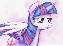 Size: 850x628 | Tagged: safe, artist:astevenamedwolf, derpibooru import, twilight sparkle, twilight sparkle (alicorn), alicorn, pony, female, gradient background, mare, solo, traditional art, watercolor painting