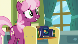 Size: 1920x1080 | Tagged: safe, screencap, cheerilee, pony, a flurry of emotions, alien alicorns versus space pirates, book, bookshelf, cheeribetes, cute, i hope we hear a story from cheerilee, ponyville schoolhouse, solo, window