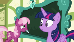 Size: 1920x1080 | Tagged: safe, screencap, cheerilee, twilight sparkle, twilight sparkle (alicorn), alicorn, pony, a flurry of emotions, chalkboard, ponyville schoolhouse