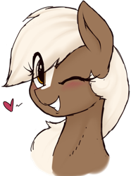 Size: 743x996 | Tagged: safe, artist:anearbyanimal, derpibooru import, pony, blushing, bust, crossover, cute, epona, eponadorable, heart, one eye closed, ponified, simple background, smiling, solo, the legend of zelda, transparent background, wink