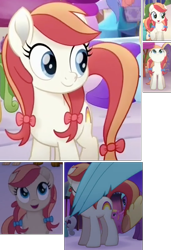 Size: 545x797 | Tagged: safe, derpibooru import, screencap, dawn sunrays, earth pony, pony, my little pony: the movie, background pony, bow, compilation, cropped, female, hair bow, mare, solo focus, tail bow