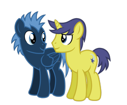 Size: 1700x1417 | Tagged: safe, artist:stellardusk, comet tail, star hunter, pony, implied gay, implied shipping, simple background, transparent background