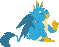 Size: 3575x2827 | Tagged: safe, artist:porygon2z, derpibooru import, gallus, griffon, behaving like a cat, catbird, cute, eyes closed, gallabetes, griffons doing cat things, male, scratching, simple background, sitting, solo, transparent background