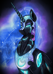 Size: 1432x1999 | Tagged: safe, artist:not-ordinary-pony, nightmare moon, alicorn, pony, robot, robot pony, female, helmet, mare, solo