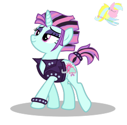 Size: 1194x1182 | Tagged: safe, artist:huckandlil, derpibooru import, sunny flare, pony, equestria girls ponified, ponified, punk, simple background, solo, transparent background