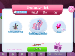 Size: 2048x1536 | Tagged: safe, derpibooru import, screencap, cauldron bubbles, pony, unicorn, costs real money, decoration, female, game, gameloft, mare