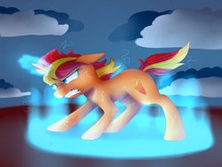 Size: 1600x1200 | Tagged: safe, artist:queenwildfire, derpibooru import, oc, oc only, oc:fiery spirit, pony, unicorn, angry, female, magic, mare, not sunset shimmer, solo