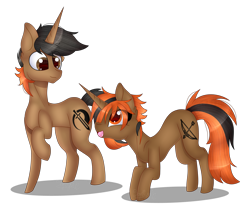 Size: 3547x2942 | Tagged: safe, artist:tomboygirl45, derpibooru import, oc, oc only, oc:omni slash, oc:victoria arrow, pony, unicorn, female, high res, male, mare, simple background, stallion, transparent background