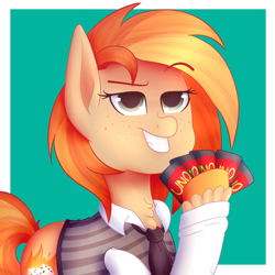 Size: 900x900 | Tagged: safe, artist:queenwildfire, derpibooru import, oc, oc only, oc:parlay, earth pony, pony, clothes, female, gambler, hoof hold, mare, necktie, playing card, request, smiling, smirk, solo, uno, unshorn fetlocks, vest