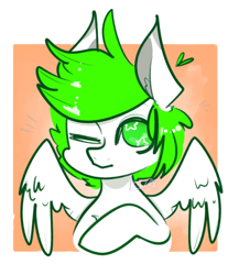 Size: 540x651 | Tagged: safe, artist:incapacitatedvixen, derpibooru import, oc, oc only, pegasus, pony, bust, cute, looking at you, male, solo, spread wings, stallion, starry eyes, wingding eyes, wings