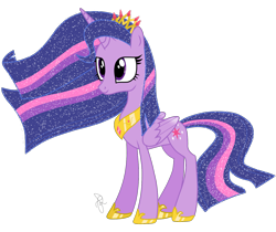 Size: 1390x1168 | Tagged: safe, artist:crystalharmony99, artist:ilaria122, derpibooru import, part of a set, twilight sparkle, twilight sparkle (alicorn), alicorn, pony, crown, ethereal mane, female, future, mare, older, older twilight, regalia, simple background, starry mane, transparent background, ultimate twilight