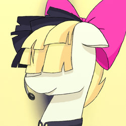 Size: 600x600 | Tagged: safe, artist:badgers5, songbird serenade, pony, my little pony: the movie, bow, bust, female, headworn microphone, mare, sia (singer), simple background, solo