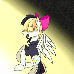 Size: 600x600 | Tagged: safe, artist:badgers5, songbird serenade, pegasus, pony, my little pony: the movie, bow, female, headworn microphone, mare, sia (singer), solo