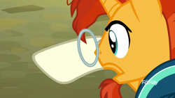 Size: 1920x1080 | Tagged: safe, derpibooru import, screencap, sunburst, the parent map, clothes, discovery family logo, glasses, hooves, just look at the time, open mouth, solo, sunburst's wristwatch